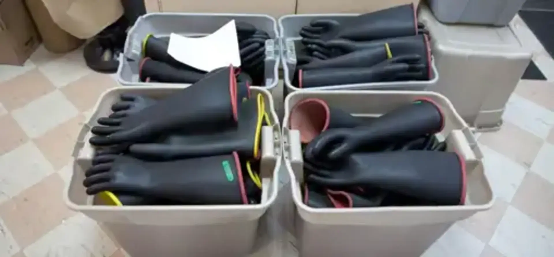 Rubber gloves being received and logged into the system by pairs